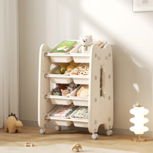 Gergerland Kids Storage Organizer 8 Storage Bins - Creme White